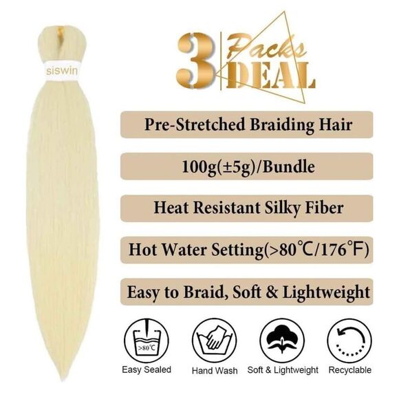 PRE STRETCHED BRAIDING HAIR PROFESSIONAL EXTENSIONS 3 PACK - Picture 4 of 4